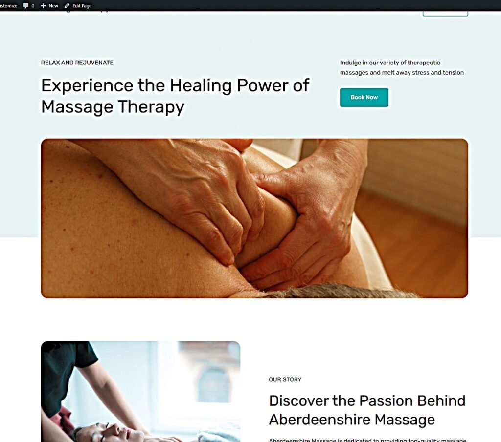 massage therapy website home page